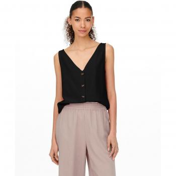Only Top de mujer sin mangas con escote en pico y botones