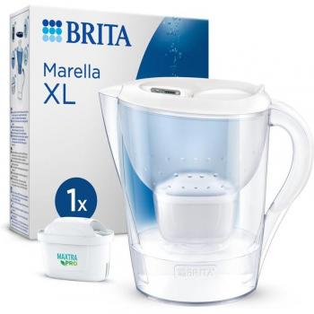 Jarra Filtrante BRITA Marella XL Blanca 3,5L con Filtro MAXTRA PRO - Reduce cloro, cal y metales, apta para lavavajillas, diseño sostenible