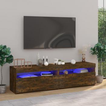 Mueble de TV Día y Noche con luces LED 2 uds roble ahumado 75x35x40 cm