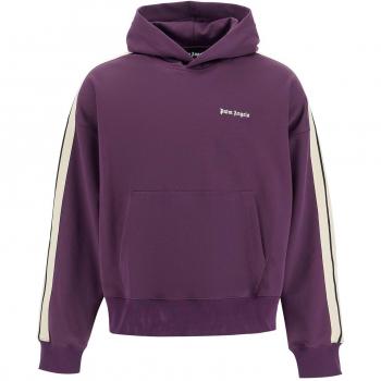 Palm Angels Men's Dark Track Sweatshirt Hoodie in Purple | Size Large | PMBD043F24FAB001