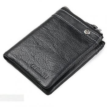Ofertas del Viernes Negro 2016 Valentoria® Vintage corto Piel de Vaca auténtica hombre cartera gran capacidad titular de la tarjeta de bolsillo de monedas de hombre Tri-Fold Cartera