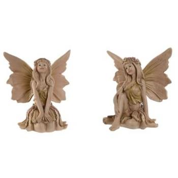 Figura Decorativa Hada Marrón Home ESPRIT (2 Unidades) 14 x 12 x 15,5 cm