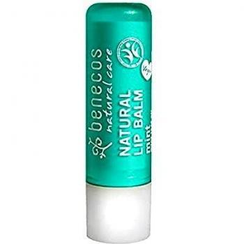 Bálsamo Labial Vegano Benecos Menta 5g, hidratante, con ingredientes naturales, libre de crueldad animal, sin parabenos ni sulfatos