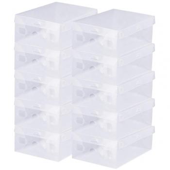 BUZIFU Cajas de Zapatos Transparentes, 20 unidades Cajas Plastico Zapatos, Caja para Zapatos Apilable, Hasta La Talla 39, Caja para Guardar Calzado de Muchos Tipos, Zapatillas, Tacones y Botas Cortas