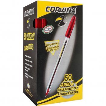Corvina Arrow - Caja de 50 boligrafos, color rojo