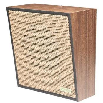 Valcom 1 Watt One-Way Walnut Wall Speaker with Open-Weave Grille