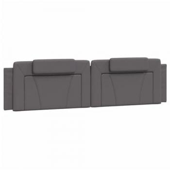 Cabecero Acolchado de Cama en Cuero Sintético Gris 200 cm