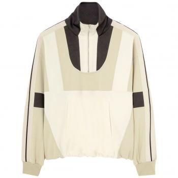 Palm Angels Women's Color-Block Half-Zip Jacket in Black | Size Medium | PWBD044E23FAB001