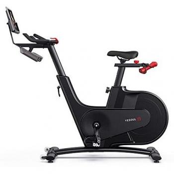 YESOUL Bicicleta estática conectada Xiaomi Profesional V1, Bluetooth, 100 resistencias, Correa transmisión silenciosa, Apoyabrazos, Mancuernas incluidas, Color Negro Brillo