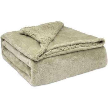Briebe Manta Sofá Invierno Grande Sedalina Lisa y Borreguito Polar Sherpa 180x240cm, Plaid Calentita, Gruesa y Extra Suave 100% Microfibra, Lavable a Máquina