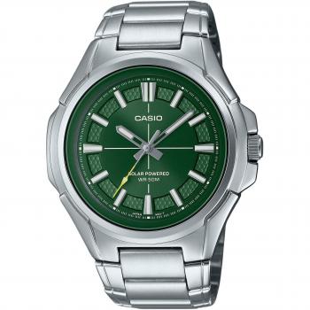 Casio Men's Solar Stainless Steel Analog Watch with Green Dial MTP-RS100D-3AV