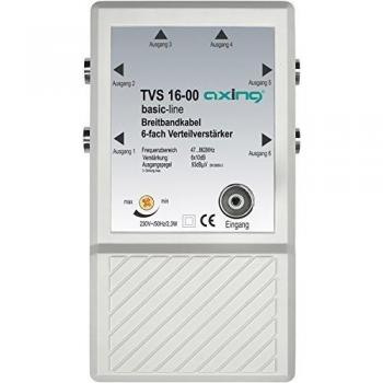 Amplificador de distribución Axing TVS 16-00, 6 salidas, multibanda, 10 dB