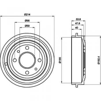 HELLA 8DT 355 300-081 Bremstrommel