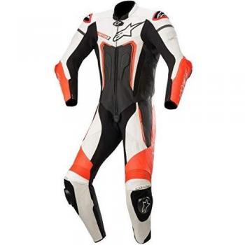 Alpinestars Motegi V3 - Mono de piel para moto, 1 pieza, color negro, blanco y rojo 44