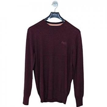 Superdry Hombre Etiqueta anaranjada del logotipo Tejer, Rojo, XX-Large