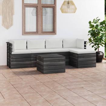 Muebles de palés de jardín 6 piezas con cojines de madera maciza de pino - Día y Noche / vidaXL