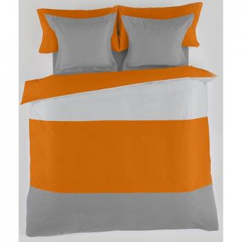 Funda Nórdica Tricolor Perla, Ocre y Plomo
