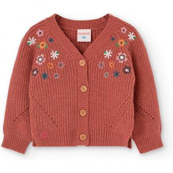 Chaqueta de punto para bebé niña con botones y bordado de flores Boboli AW24239194