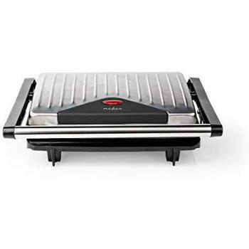 NEDIS - Parrilla Compacta - 750 W - Recubrimiento Antiadherente - Asa Fría al Tacto - Aluminio