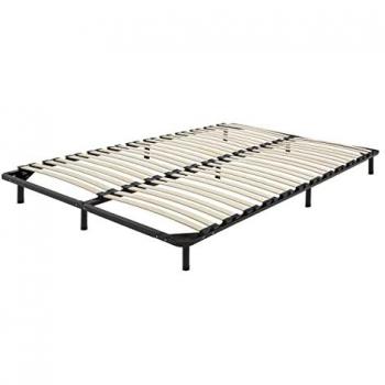 Base de Cama Independiente Doble 140x200 cm con Estructura Metálica y Listones de Madera Sólida