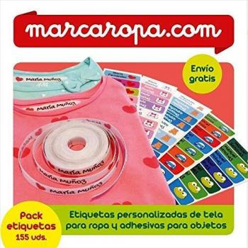 CAJA REGALO de etiquetas personalizadas. INCLUYE código para personalizar y recibir las etiquetas. Etiquetas termoadhesivas y adhesivas para marcar ropa y objetos.