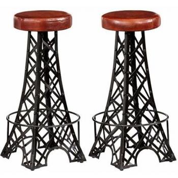 vidaXL Bar Stools 2 pcs Real Leather