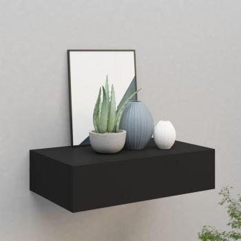 vidaXL Wall-mounted Drawer Shelf - Black, 40x23.5x10cm, MDF