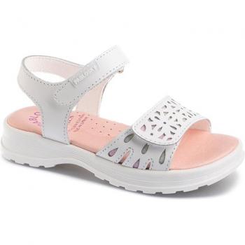 Sandalia Piel Niña Pablosky 417500 Corazón - Estilo y Comodidad, Sandalias abiertas de niña de piel color blanco
