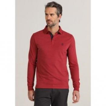 Polo básico de manga larga rojo Bendorff para hombre