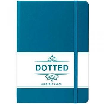 Bullet Journal Puntos - Libreta de Puntos, Diario Punteado con 124 Páginas Numeradas, Cuero Sintético Liso Verde, 13x21.5cm