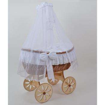 NEW Uno Star Spoke Wheels Antique White Stube carro Wicker Crib de alanel
