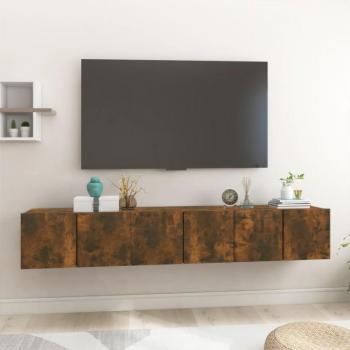 Muebles para TV colgantes 3 uds roble ahumado 60x30x30 cm
