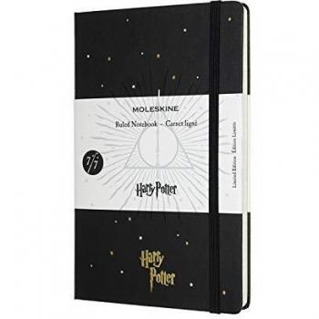 Moleskine - Harry Potter Limited Edition Notebook, Ruled Notebook, 7/7 Deathly Hallows Theme, Hard Cover with Themed Graphics and Details, Size Large 13 x 21 cm, Black, 240 Pages
