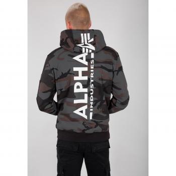 Alpha Industries Back Print Camo Hoodie - Black Multicolor XS