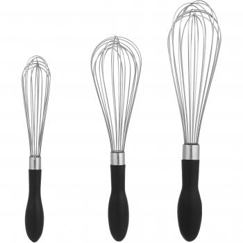 AmazonBasics - Juego de batidores manuales, de Alambre, de Acero Inoxidable, 3 Unidades
