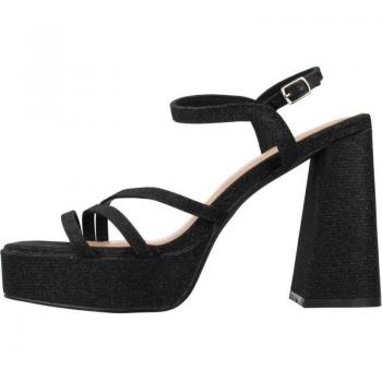 Sandalias de Fiesta Mujer Marca Menbur Modelo 24081M, color negro, diseño elegante, tacón alto, cierre con hebilla, plantilla acolchada