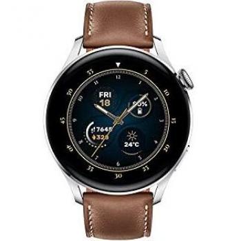 Huawei Watch 3 Classic Smartwatch 46mm Acero Inoxidable con Correa de Cuero Marrón, GPS, AMOLED 1.43 Pulgadas, Conectividad 4G