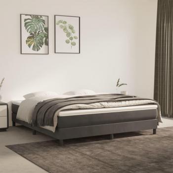 Cama solar sin colchón terciopelo gris oscuro 180x200 cm con estructura de cama box spring terciopelo gris oscuro 180x200 cm Vidaxl Gris