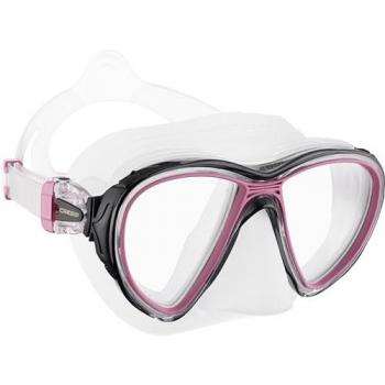 Máscara de buceo Cressi Quantum unisex transparente-rosa, visión panorámica, diseño compacto, silicona hipoalergénica, hebillas ajustables