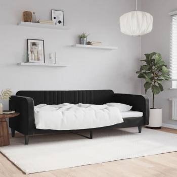 Cama de día sofá cama sin colchón terciopelo negro 100x200 cm