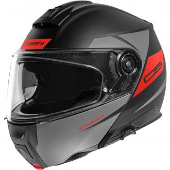 Schuberth C5 Eclipse Casco Modular Fibra de Carbono Peso Reducido - Moto, Antracita-Rojo, Negro Gris (XL)