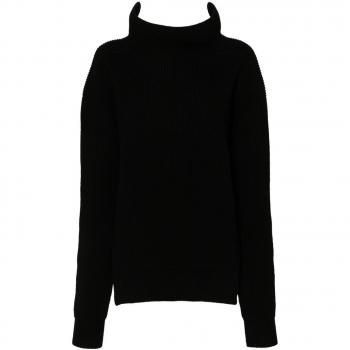 Rick Owens Women's Wool Turtle-Neck Jumper Sweater in Black | Size Small | RP02D3648KWV09