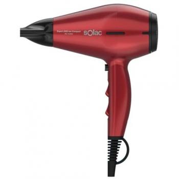 Secador de pelo profesional Solac Expert 2400 Ion-Compact, 2400W, 6 temperaturas y velocidades, motor AC, diseño ultra compacto, incluye concentrador y difusor, color rojo