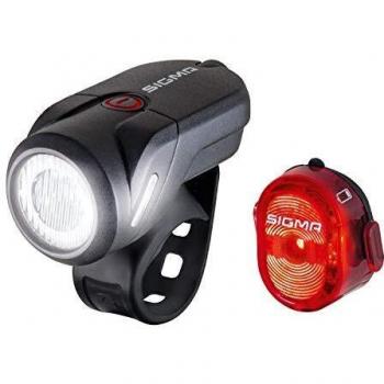 SIGMA SPORT - LED bicycle light AURA 35 and NUGGET II set | Battery-operated front and rear lights approved for road traffic in Germany