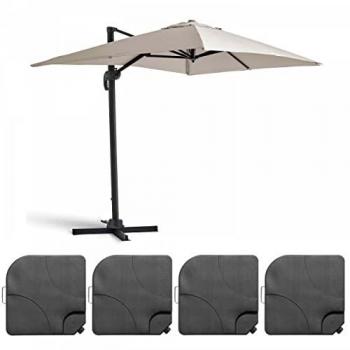 Parasol Desplazado 2x3 m con 4 Losas de Aluminio Blanco
