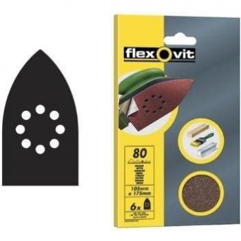 Flexovit 63642526404 Triángulos Especiales Velgrip, A203, Medio Grano, 80 Tamaño Grano, 105 mm A x 175 mm Al, Set de 6