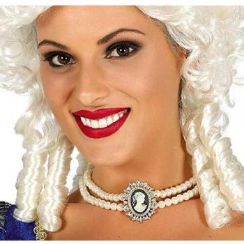 Guirca 17379 - Collar de perlas con cameo, color blanco