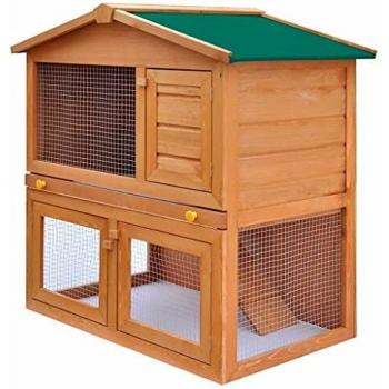 vidaXL Outdoor Rabbit Hutch Small Animal House Pet Cage 3 Doors Wood