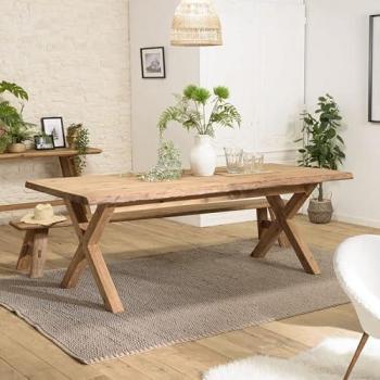 Mesa de Comedor Rectangular MACABANE de Madera de Pino Reciclada 220x100 cm