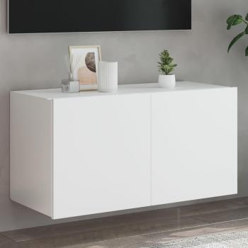 Mueble de TV de pared con luces LED blanco 80x35x41cm Vidaxl